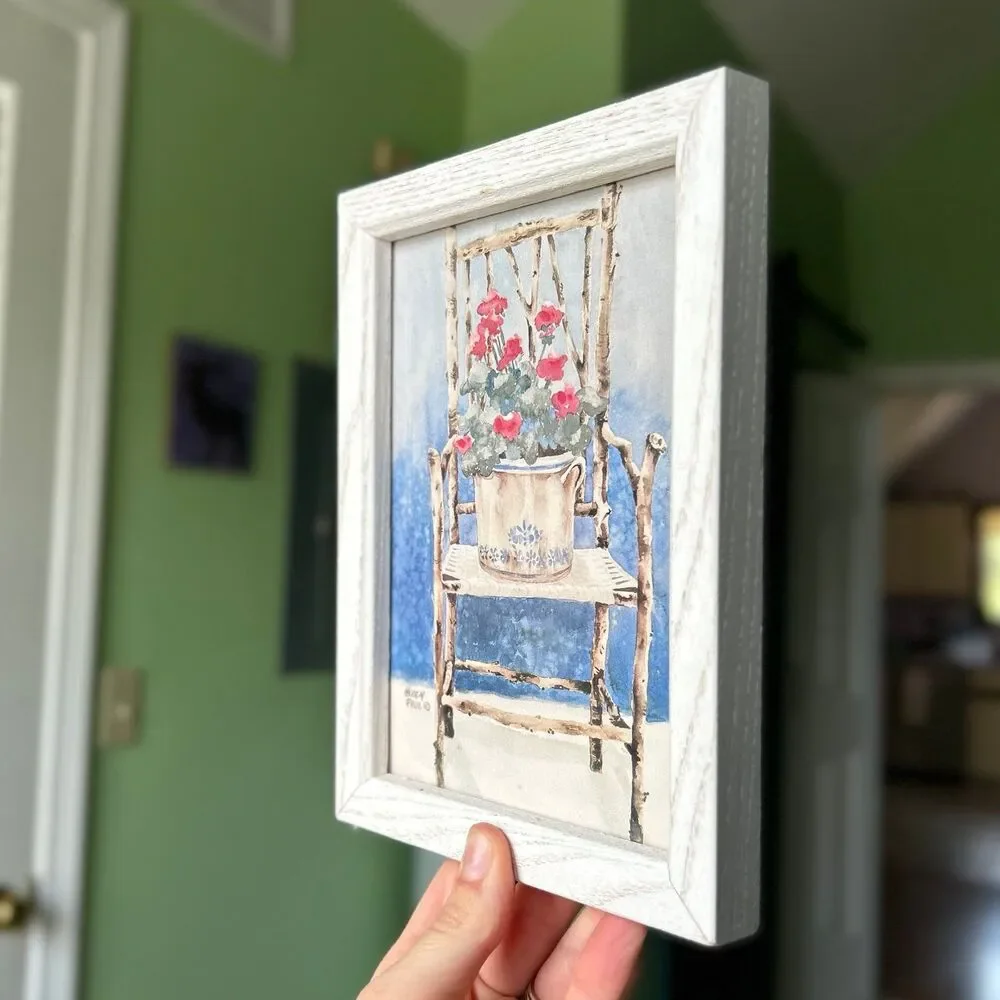 Cottagecore Farm Framed Still Life Florals In Planter Bucket Wall Decor Sign